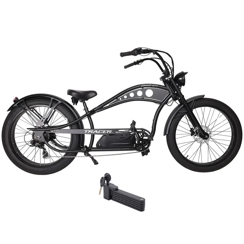Tracer 750W 48V Chico GT7 Chopper Stretch Cruiser Fat Tire Electric Bike