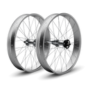 26" Fat Tire Coaster Brake Beach Cruiser Wheel Set (Silver)