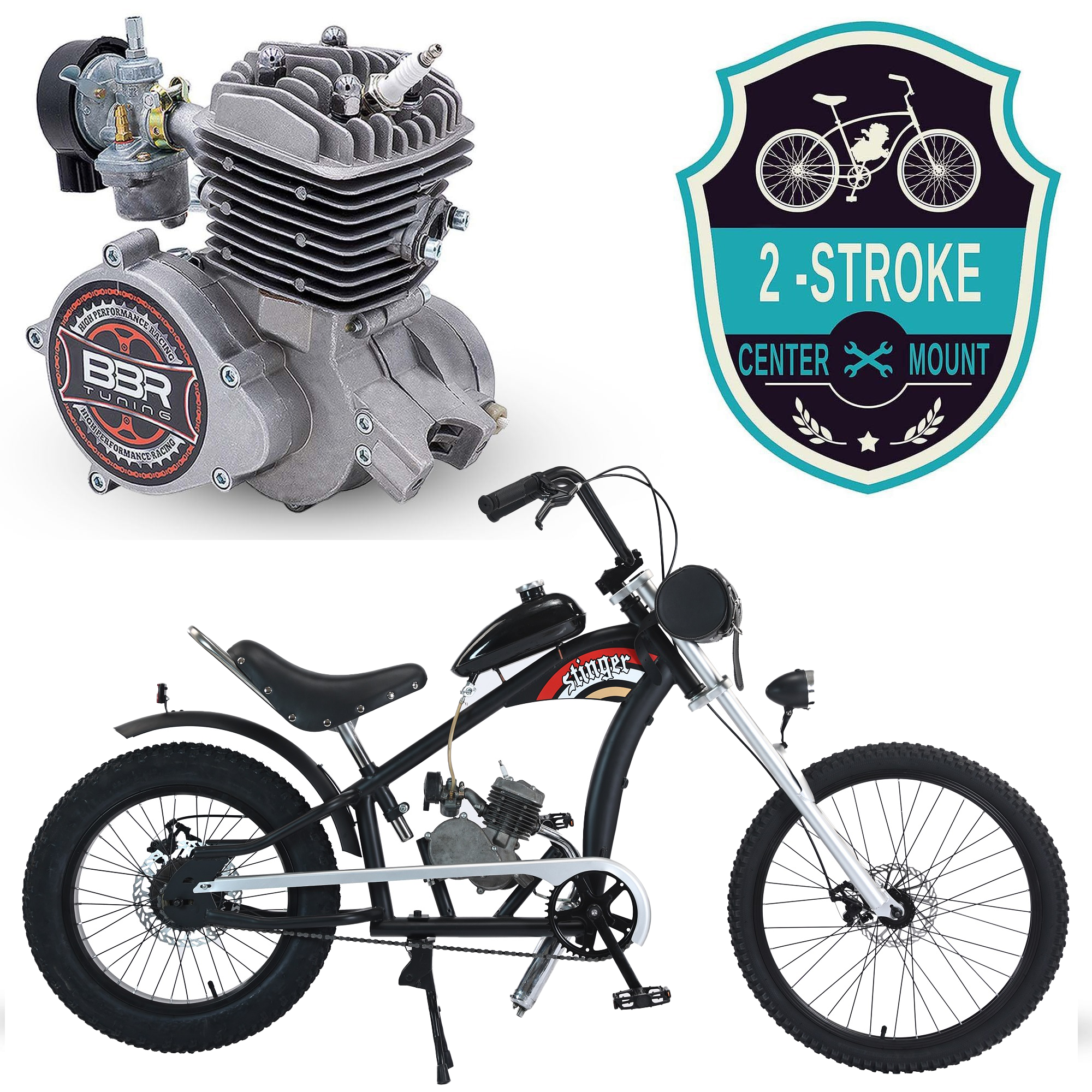 gas powered bicycle shop near me Stinger Motorized Bike + BBR Tuning 2-Stroke Engine