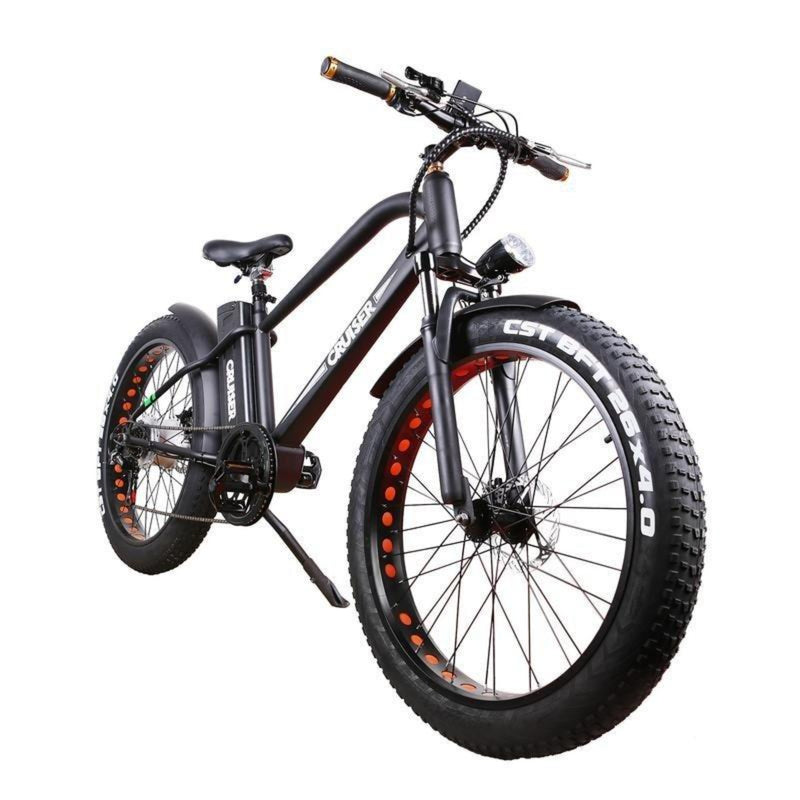Nakto 500W Super Cruise Fat Tire black bicycle front