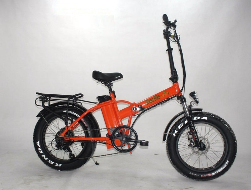 Green Bike 500W GB1 Fat Tire Folding orange bicycle side