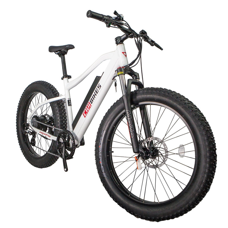Civi 500W Predator Fat Tire Hardtail Mountain white bicycle front