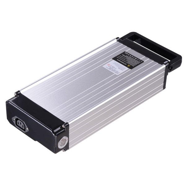 36v 14ah Electric Bicycle Lithium (Li-Ion) Battery with Mounting Rack - side of battery