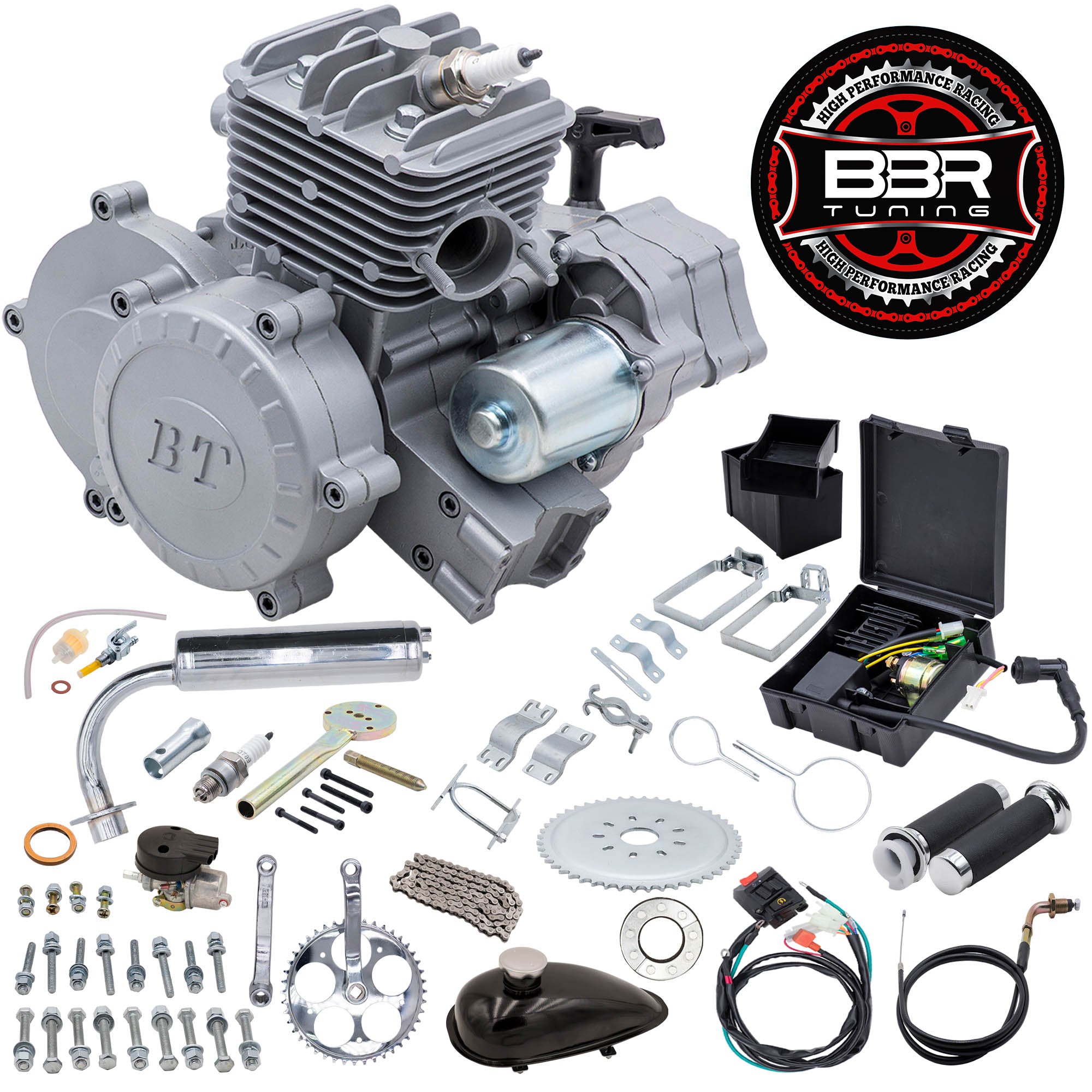 66/80cc BBR Tuning Bullet Train Electric Start Engine Kit Silver