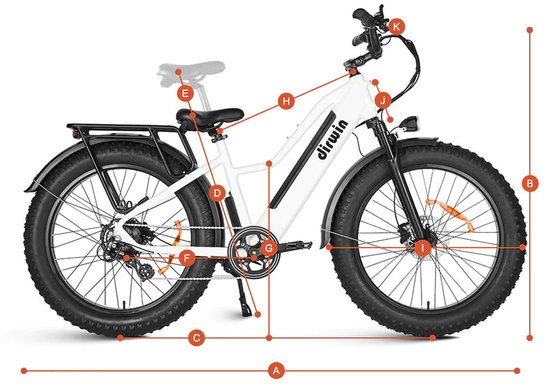 Electric Bike Dirwin Pioneer Step-Thru Dimensions