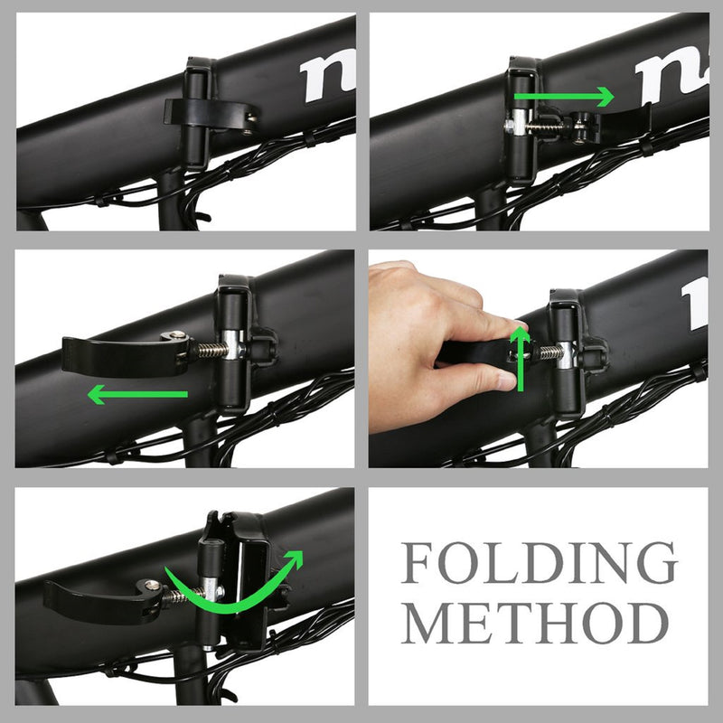 Electric Bike Nakto Folding Mini Cruiser Black Folding Method