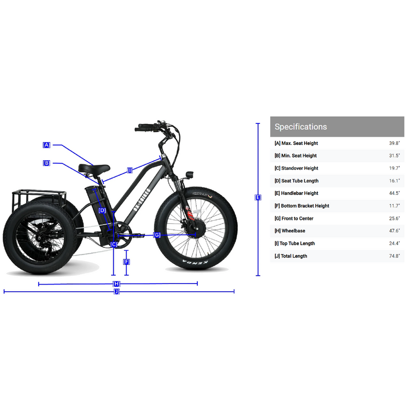 Electric Bike Ox Pro T-1 Dimensions