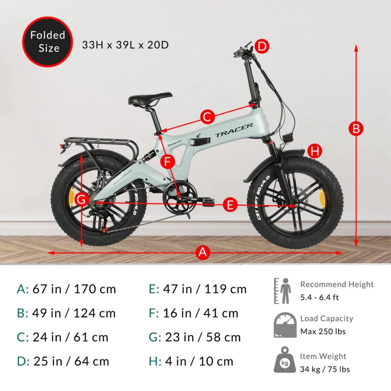 Electric Bike Tracer Kama 2.0 Dimensions