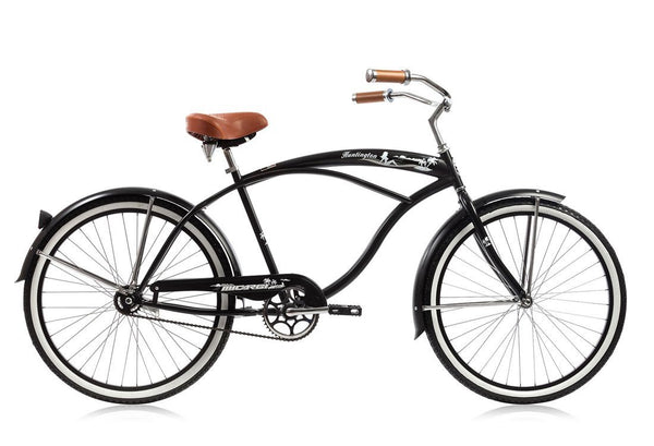26'' Micargi Mens Huntington Beach Cruiser - black - side of bicycle