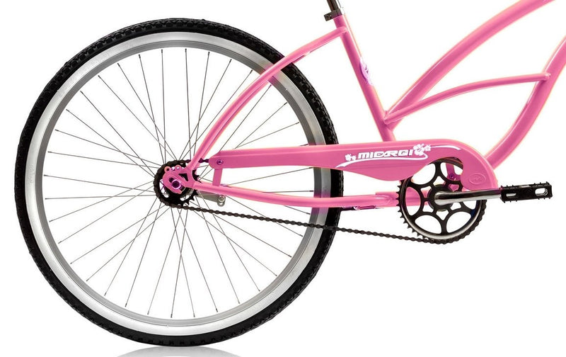 26'' Micargi Women's Pantera Beach Cruiser - pink - rear wheel