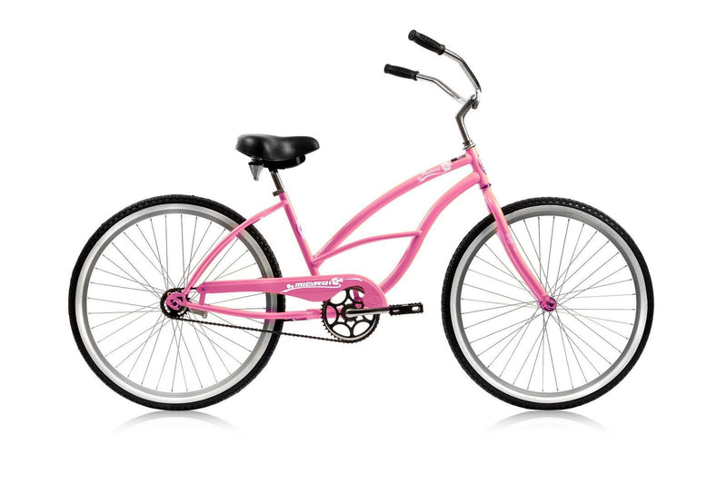 26'' Micargi Women's Pantera Beach Cruiser - pink - side of bicycle