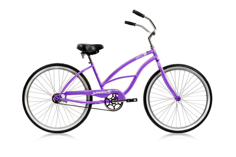 26'' Micargi Women's Pantera Beach Cruiser - purple - side of bicycle