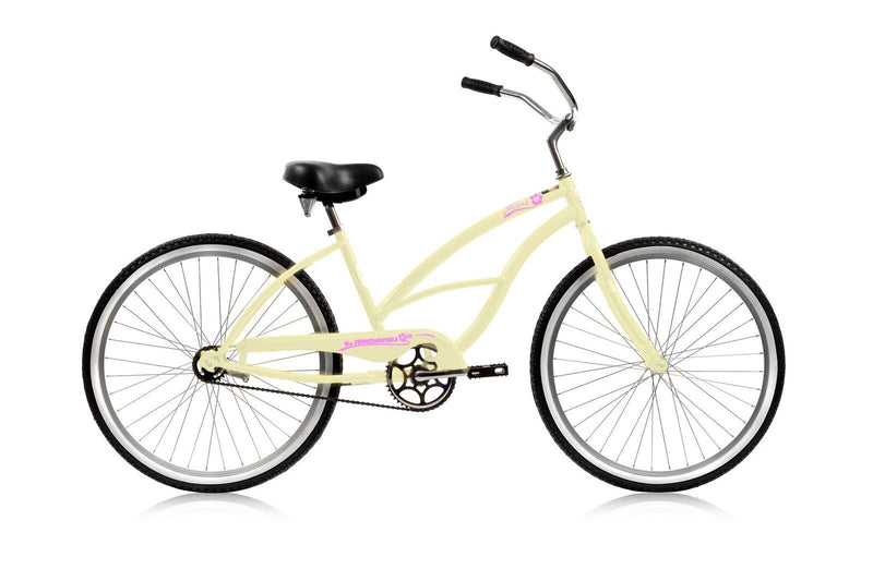 26'' Micargi Women's Pantera Beach Cruiser - vanilla - side of bicycle