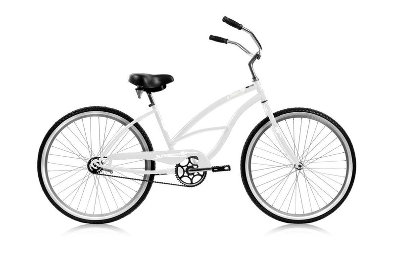 26'' Micargi Women's Pantera Beach Cruiser - white - side of bicycle