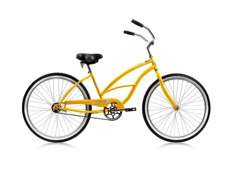 26'' Micargi Women's Pantera Beach Cruiser - yellow - side of bicycle