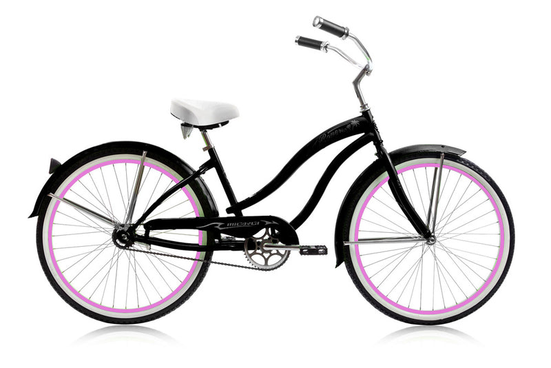 26'' Micargi Womens Rover GX - matte black with pink side of bicycle