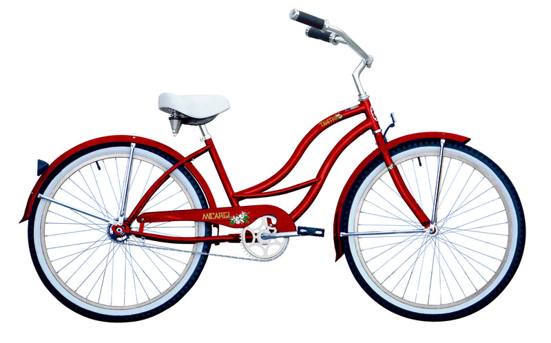 26'' Micargi Womens Tahiti - red - side of bicycle