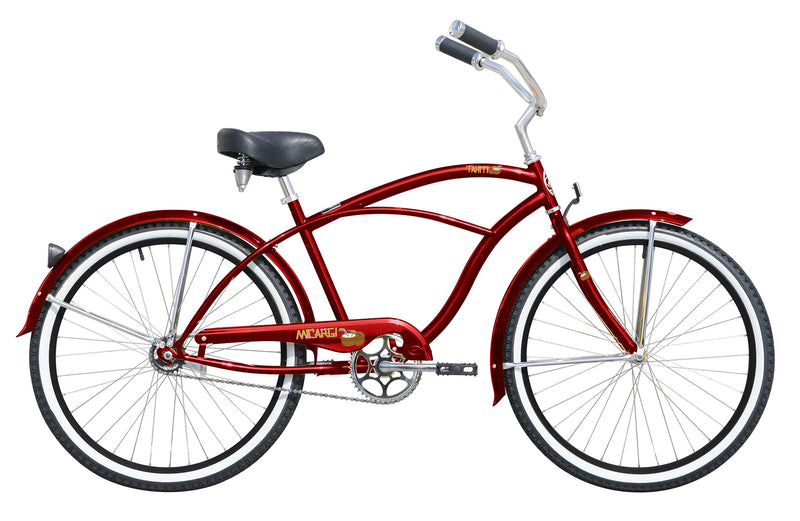 26'' Micargi Men's Tahiti Beach Cruiser - red - side of bicycle