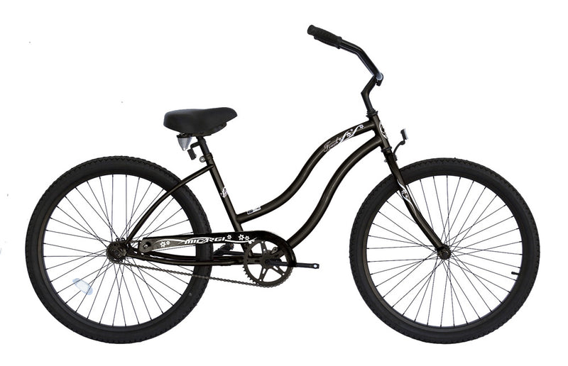 26 Inch Micargi Womens Touch Beach Cruiser black - side of bicycle