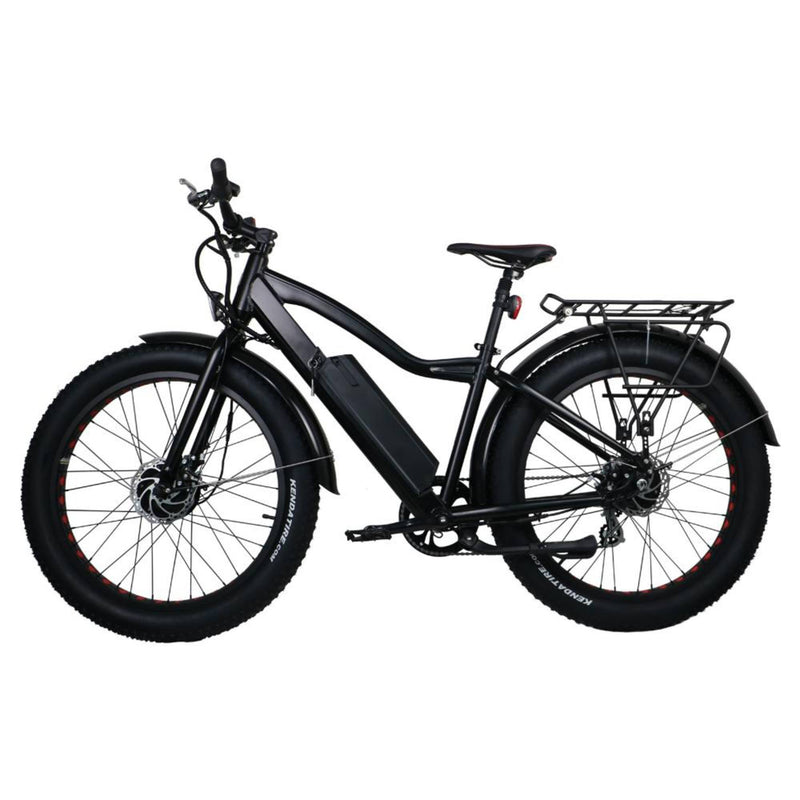 Eunorau 250W+350W Fat AWD Dual Motor Electric Fat tire Bike - black bicycle side