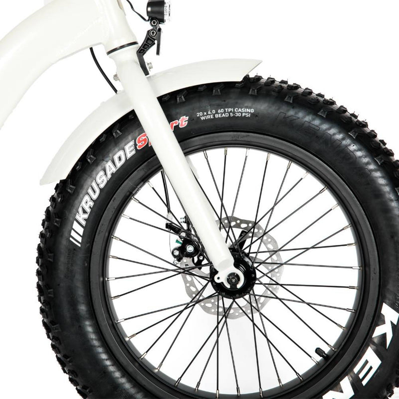 Electric Bike EUNORAU 48V500W 20" Foldable Step Thru Fat Tire Electric Bike White Front Wheel