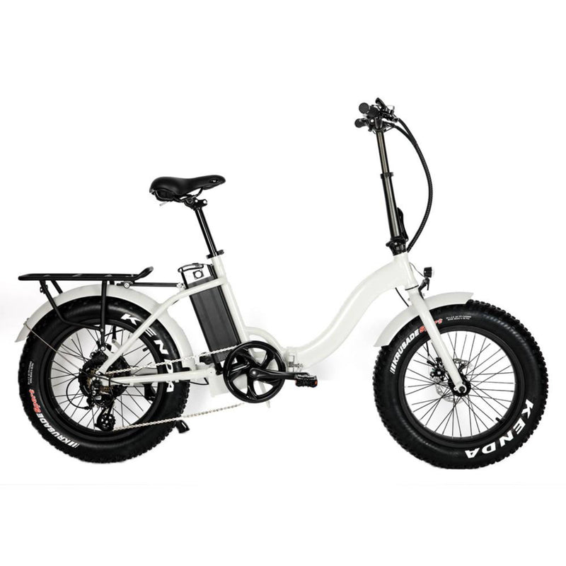 Electric Bike EUNORAU 48V500W 20" Foldable Step Thru Fat Tire Electric Bike White Profile 2