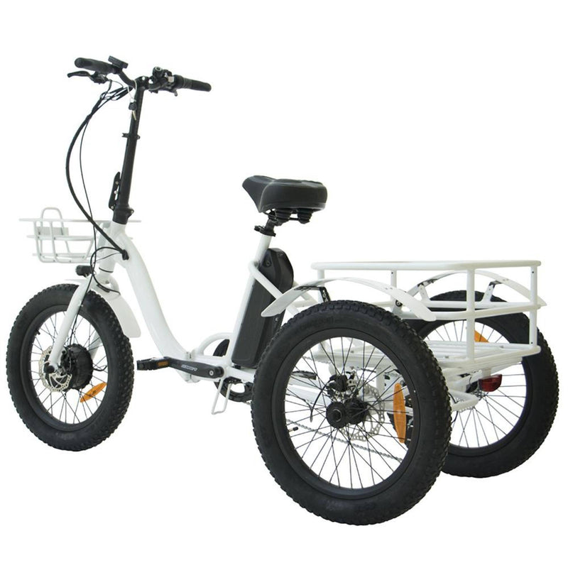 Eunorau 500W Trike 20'' Fat Tire Folding Electric Tricycle - white rear