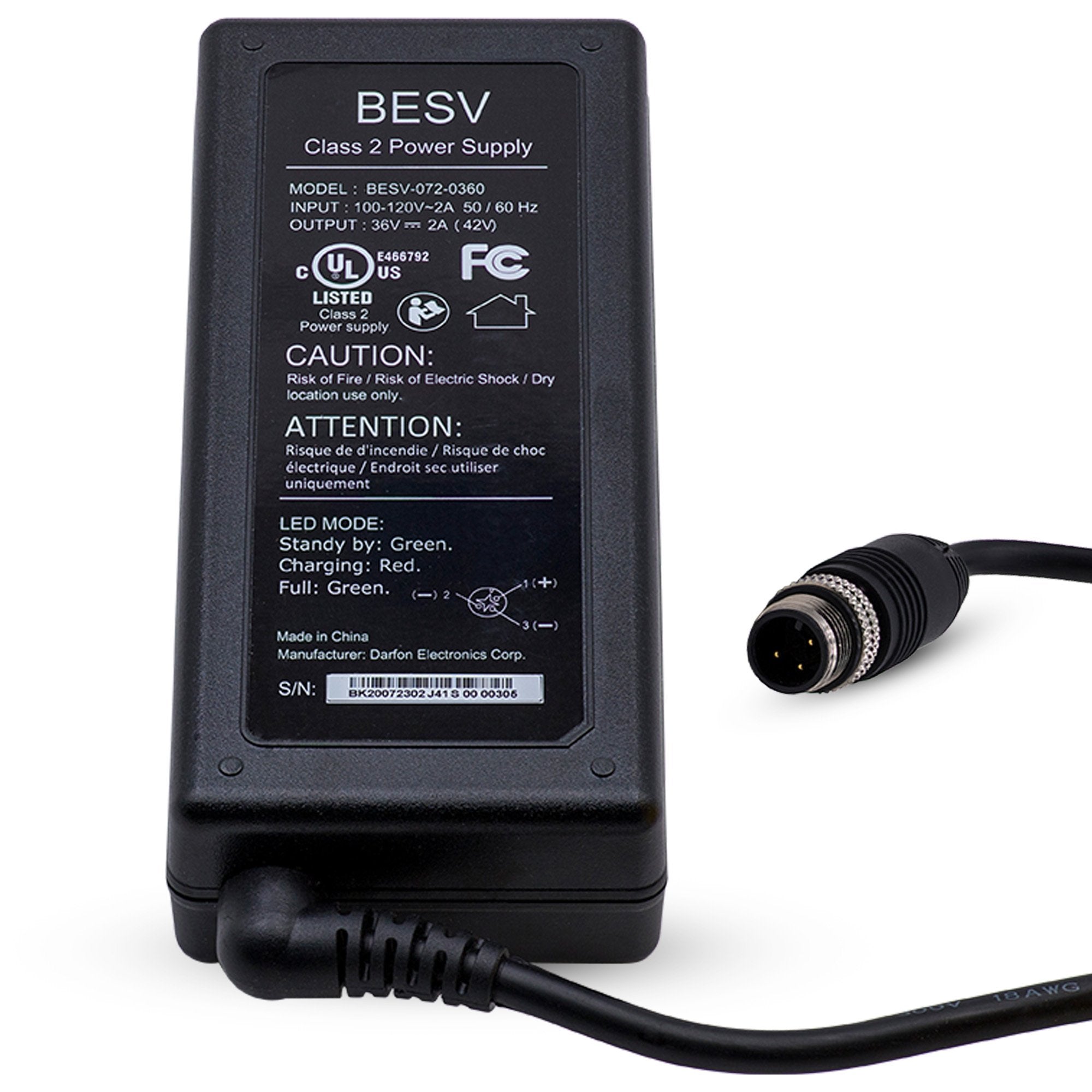 Besv 36V Electric Bicycle Battery Charger