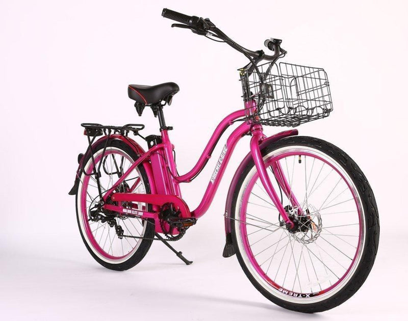 X-Treme 300W Malibu Electric Cruiser - pink bicycle front
