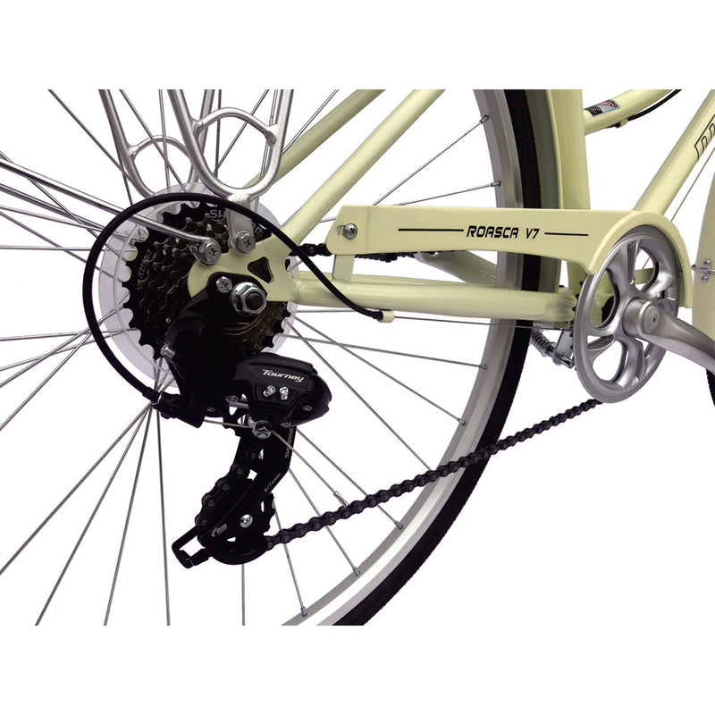 26" Micargi Women's Roasca V7 City Bike (390mm) - vanilla - rear wheel with derailer
