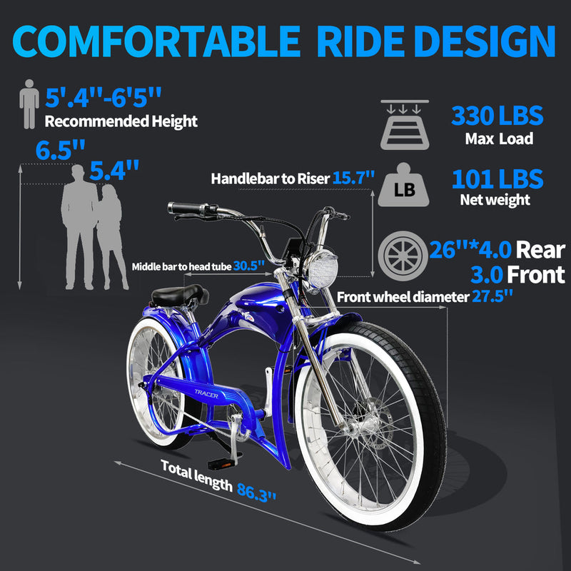 Tracer 500W Twenty5 GT Chopper Cruiser Electric Bike
