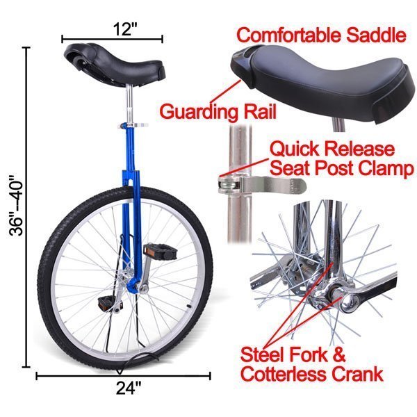 Gorilla 24 Inch Wheel Unicycle - diagram