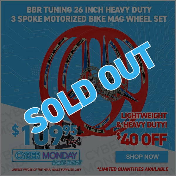 BBR Tuning 26 Inch Heavy Duty 3 Spoke Motorized Bike Mag Wheel Set