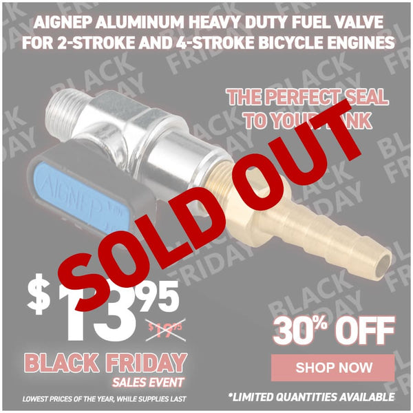 AIGNEP Aluminum Heavy Duty Fuel Valve for 2-Stroke and 4-Stroke Bicycle Engines
