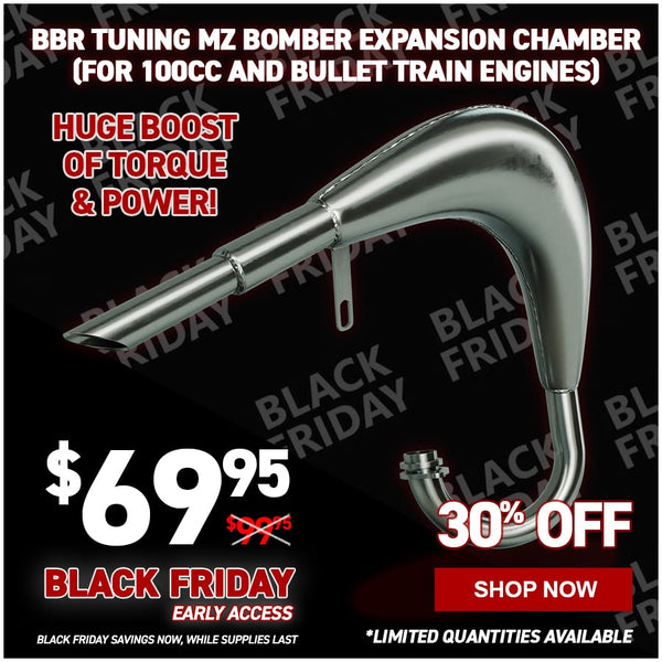 BBR Tuning MZ BOMBER Expansion Chamber (For 100cc and Bullet Train Engines)