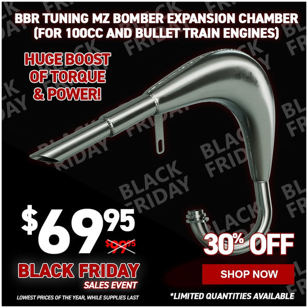 BBR Tuning MZ BOMBER Expansion Chamber (For 100cc and Bullet Train Engines)