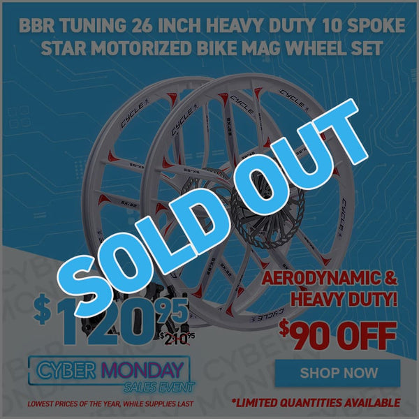BBR Tuning 26 Inch Heavy Duty 10 Spoke STAR Motorized Bike Mag Wheel Set