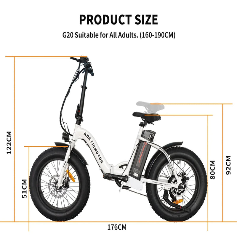 Electric Bike Aostirmotor G20 Dimensions