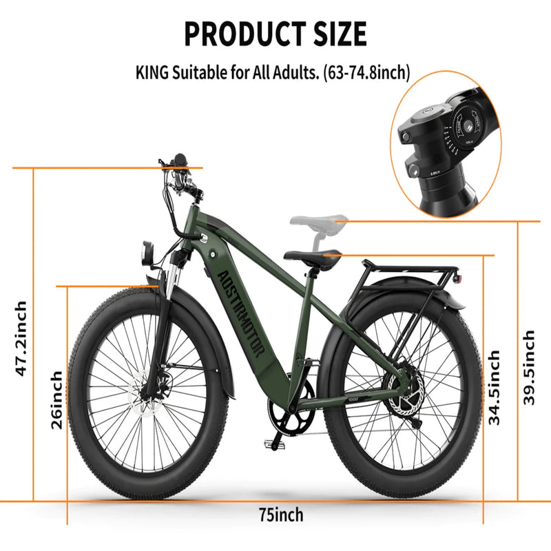 Electric Bike Aostirmotor King Dimensions