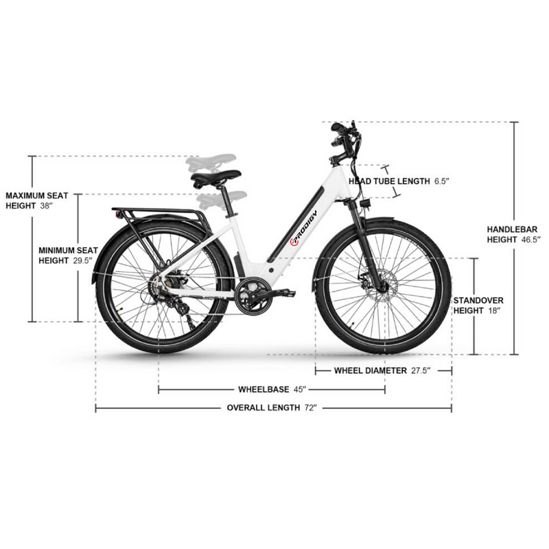 Bike Frame Size Electric Bike Dimensions Eprodigy 500W Walker