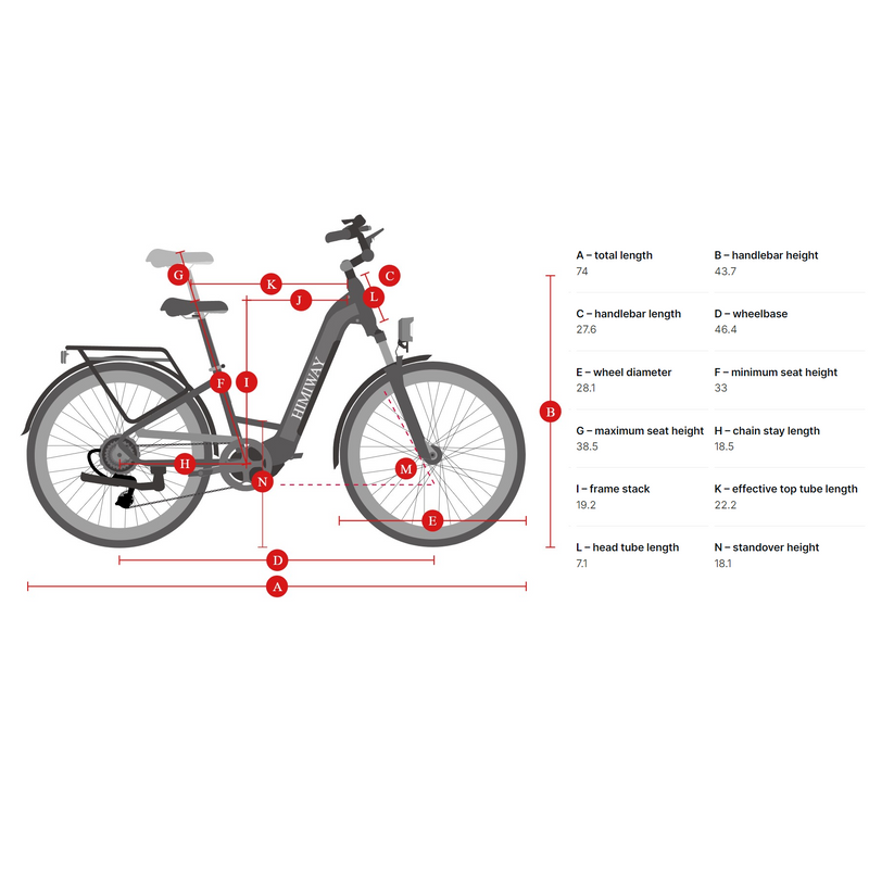 Electric Bike Himiway Rambler Dimensions