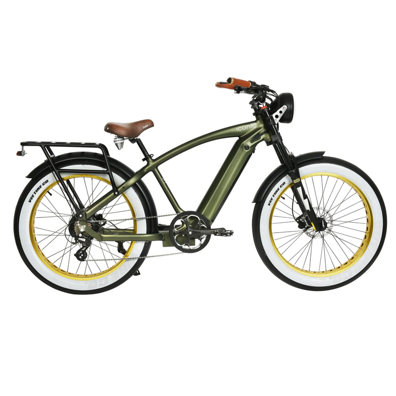 Electric Bike Iconic Cruiser Green Right With Rack