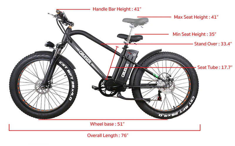 Nakto 500W Super Cruise Fat Tire Electric Bike 48V10A Lithium Battery