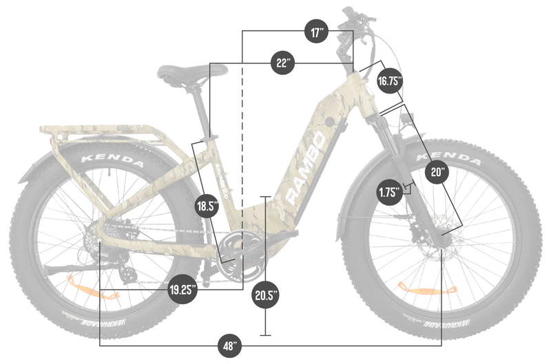 Electric Bike Rambo Savage 2.0 Dimensions