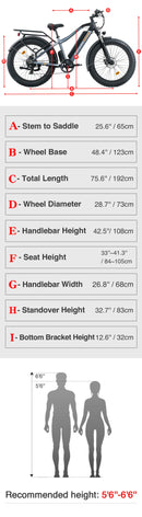 Electric Bike Senada Saber Plus Dimensions