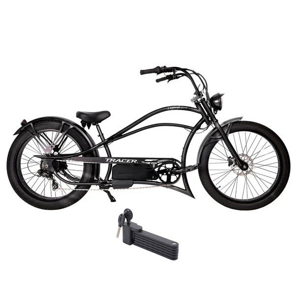 sharper image electric cruiser bicycle Tracer 1000W 48V Legend GT7 Chopper Stretch Fat Tire Bike offering a burst of speed of up to 20mph Sharper Image Electric Battery |