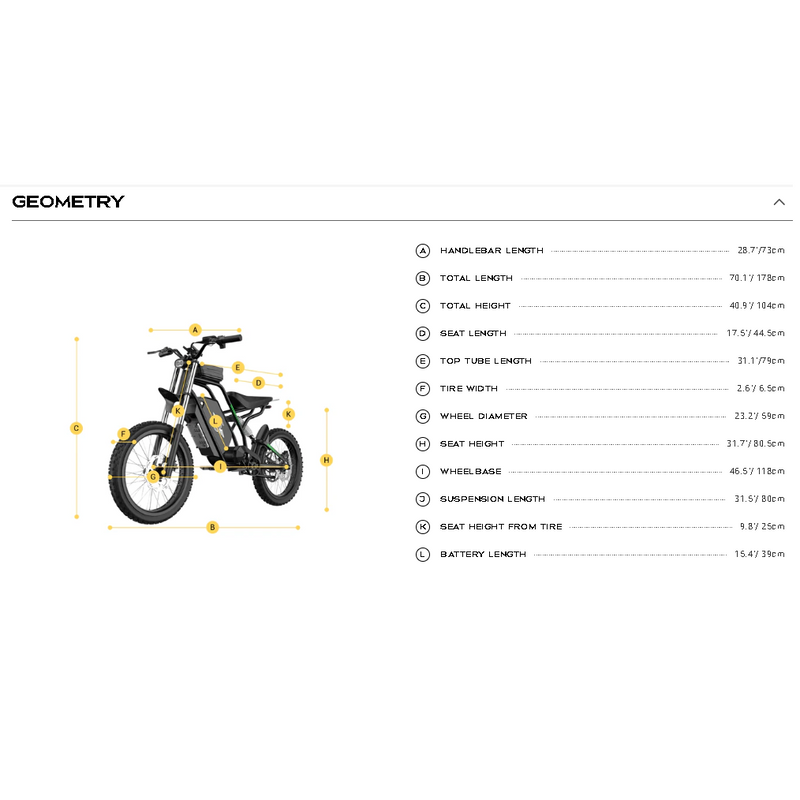 Electric Bike Freego Nova 3 Mid Drive Geometry