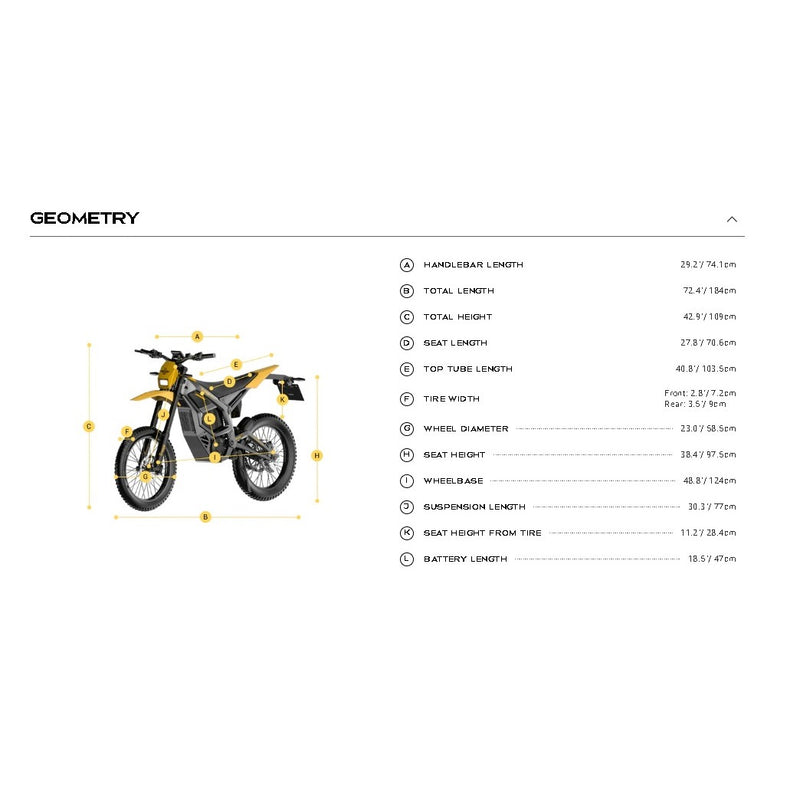 Electric Bike Freego Nova 5 Geometry