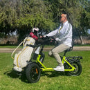 Electric Bike Addmotor SpytanX adult riding with a golf bag