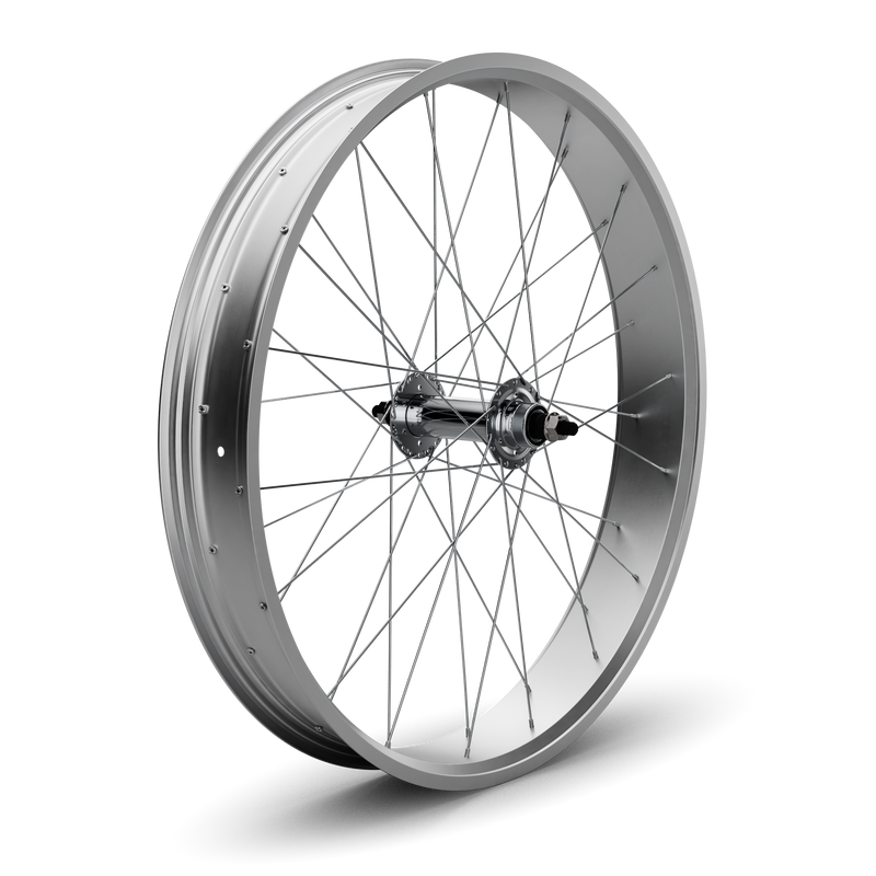 26" Fat Tire Coaster Brake Beach Cruiser Wheel Set (Silver)